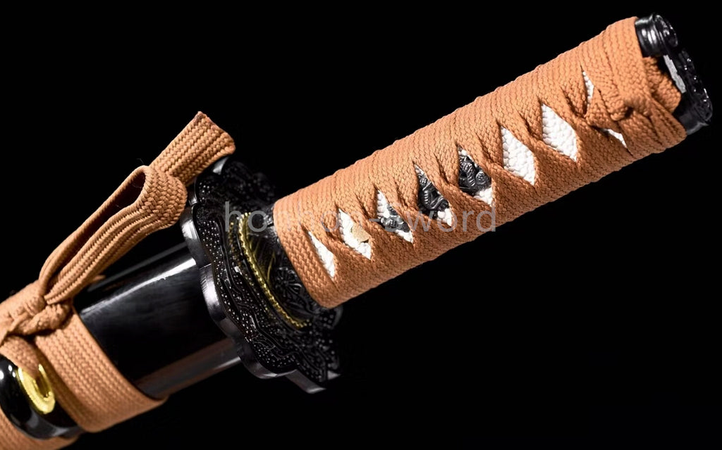 Damascus Folded Steel Clay Tempered Japanese Tanto Samurai Sword Full Tang Real