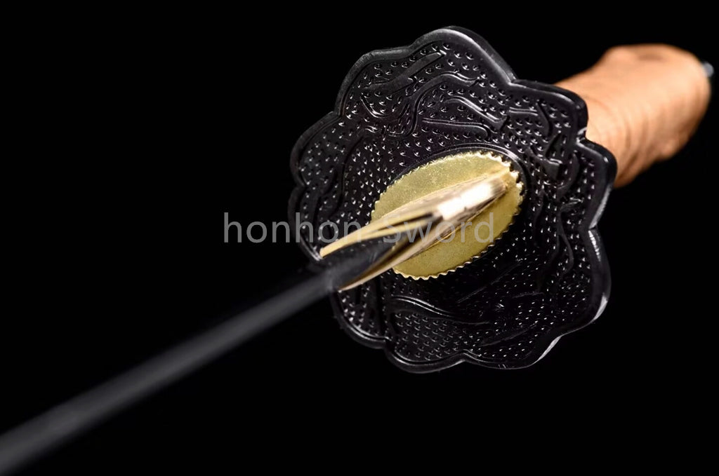 Damascus Folded Steel Clay Tempered Japanese Tanto Samurai Sword Full Tang Real