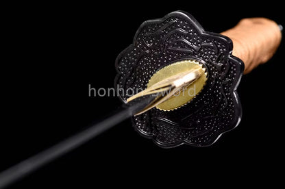 Damascus Folded Steel Clay Tempered Japanese Tanto Samurai Sword Full Tang Real