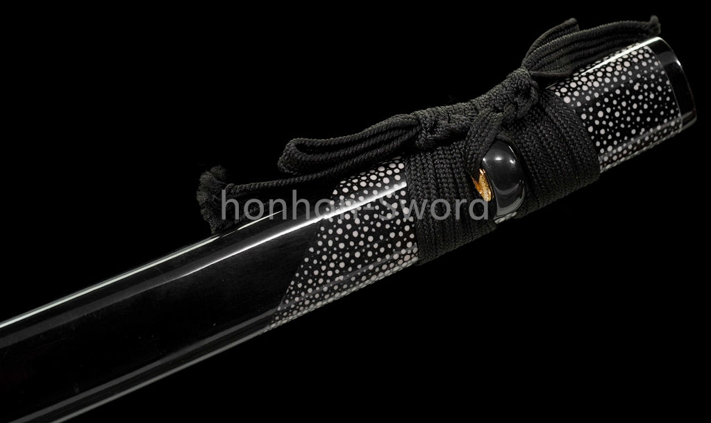 Épée de samouraï japonaise en acier plié noir, katana, lame tranchante faite à la main, noire 