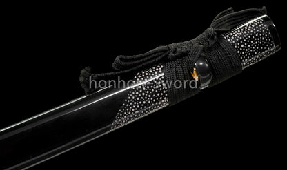 Épée de samouraï japonaise en acier plié noir, katana, lame tranchante faite à la main, noire 