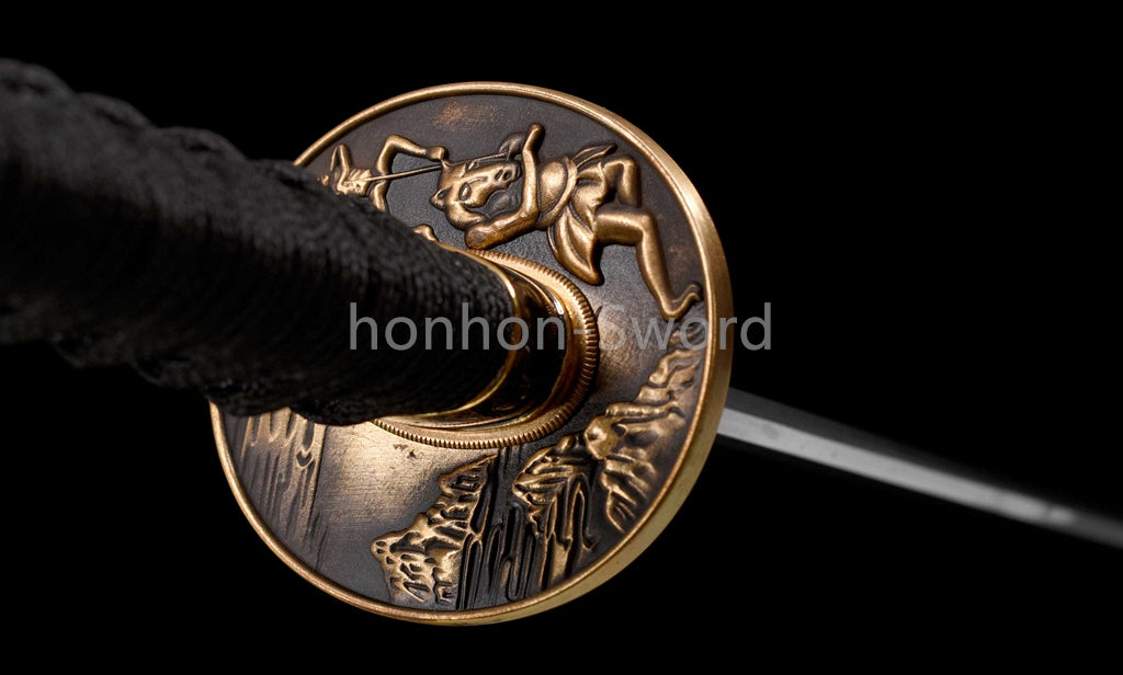 Épée de samouraï japonaise en acier plié noir, katana, lame tranchante faite à la main, noire 