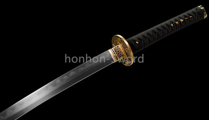 Épée de samouraï japonaise en acier plié noir, katana, lame tranchante faite à la main, noire 