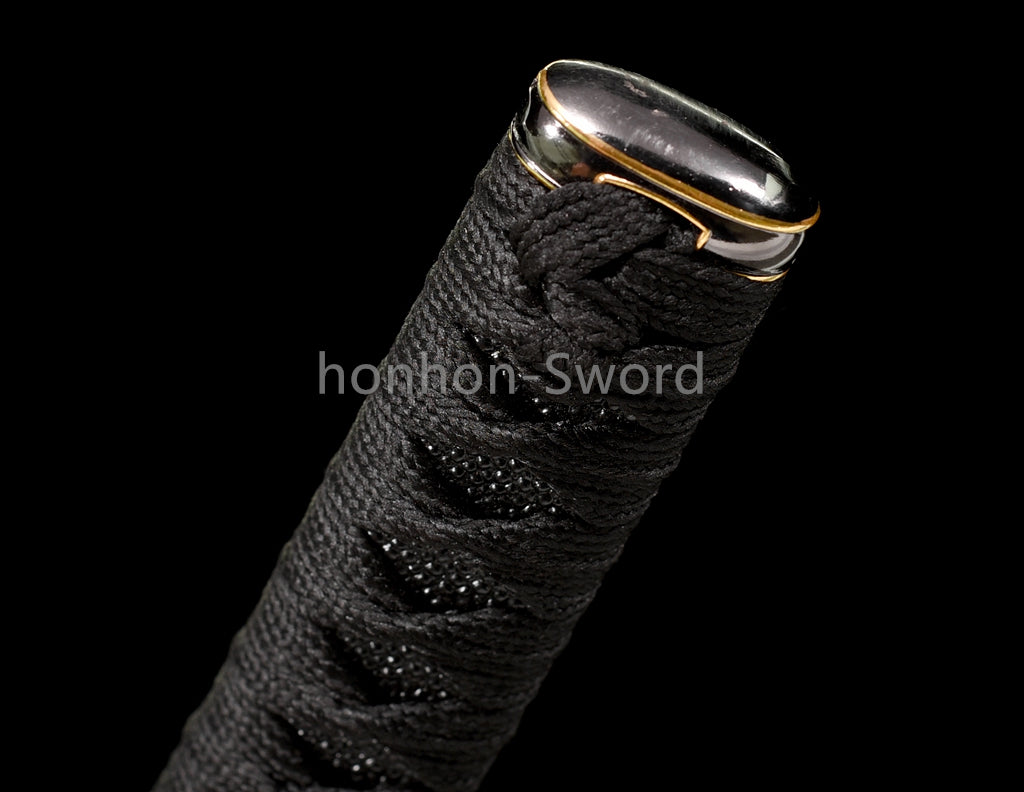 Épée de samouraï japonaise en acier plié noir, katana, lame tranchante faite à la main, noire 