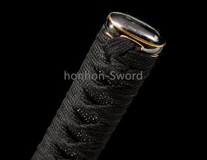 Épée de samouraï japonaise en acier plié noir, katana, lame tranchante faite à la main, noire 