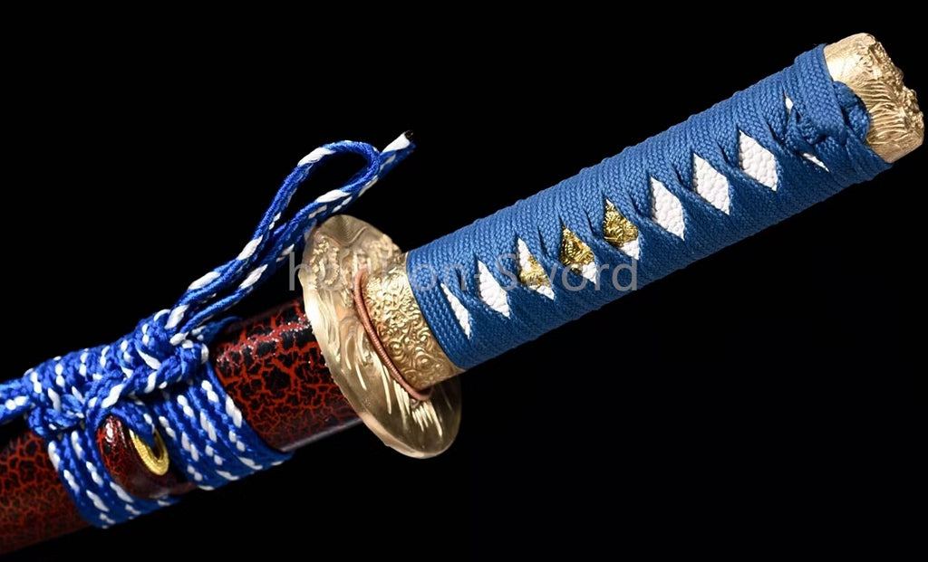 Japanese Tanto Damascus Folded Steel Clay Tempered Samurai Sword Full Tang Real