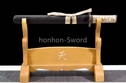 Japanese Tanto Damascus Folded Steel Clay Tempered Samurai Sword Full Tang Real