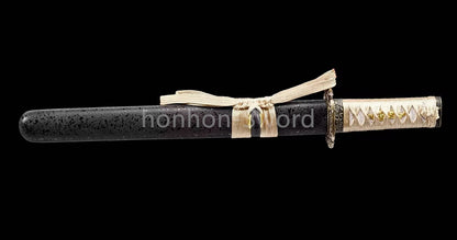 Japanese Tanto Damascus Folded Steel Clay Tempered Samurai Sword Full Tang Real