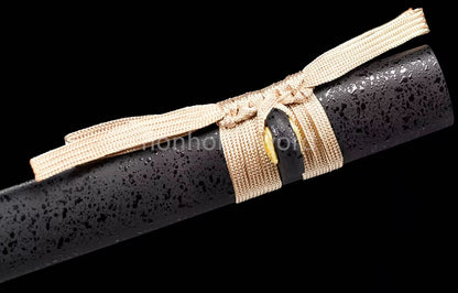 Japanese Tanto Damascus Folded Steel Clay Tempered Samurai Sword Full Tang Real