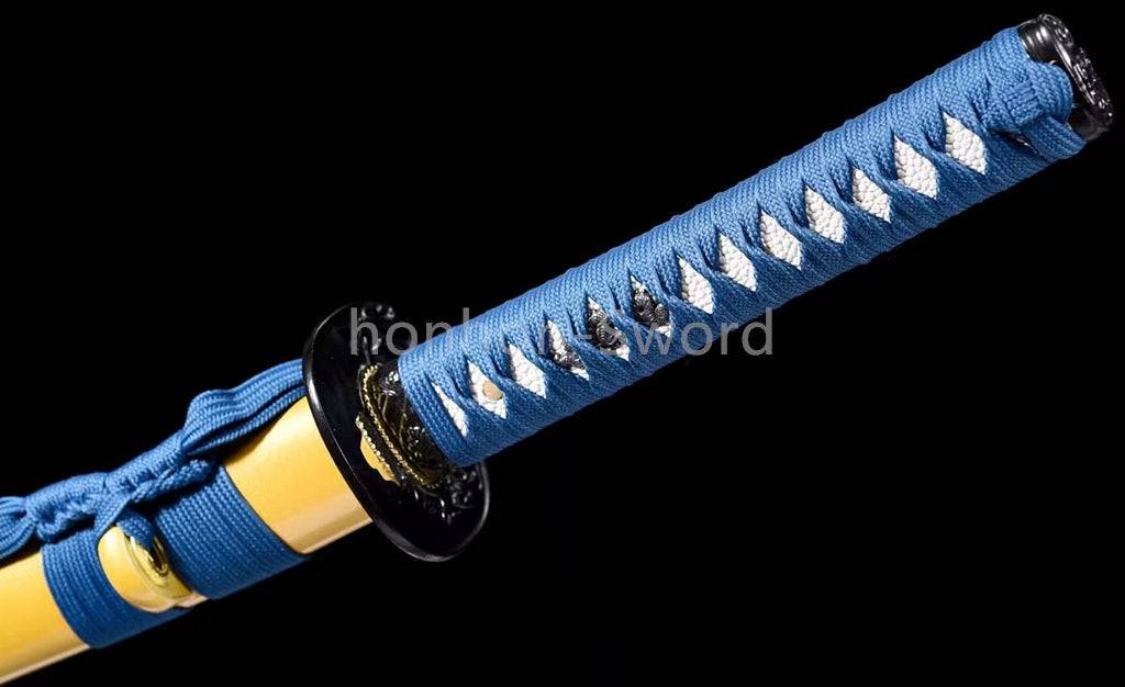 Épée de samouraï japonaise en acier plié noir, katana, lame tranchante faite à la main, noire 