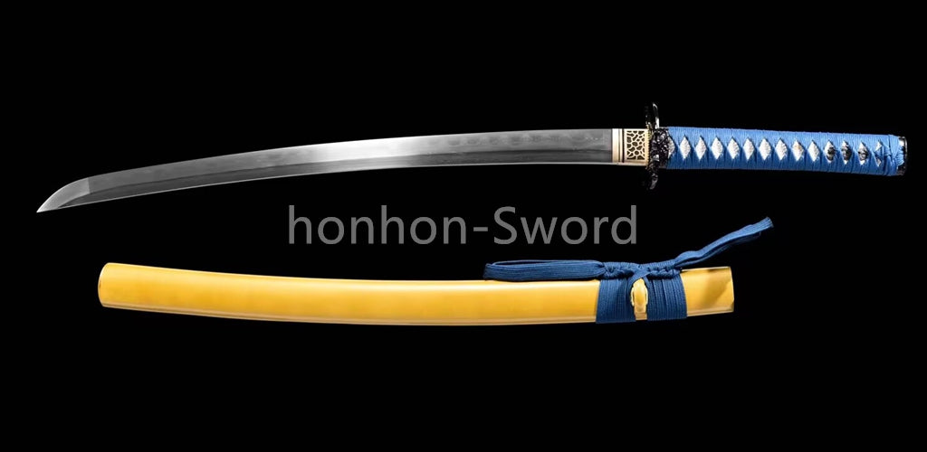 Épée de samouraï japonaise en acier plié noir, katana, lame tranchante faite à la main, noire 