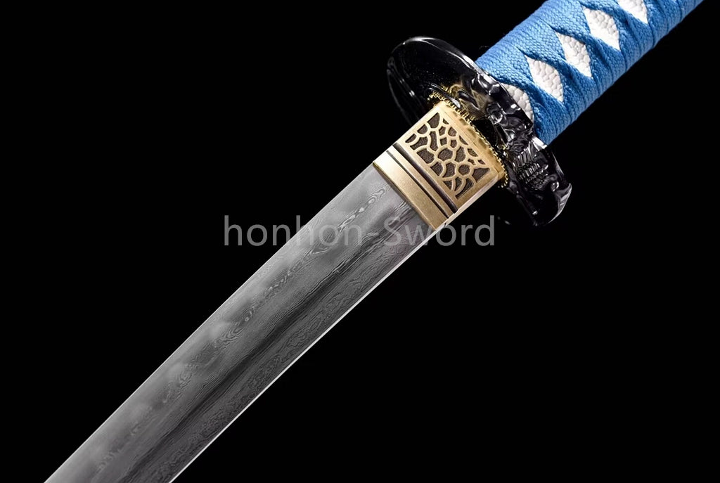 Épée de samouraï japonaise en acier plié noir, katana, lame tranchante faite à la main, noire 