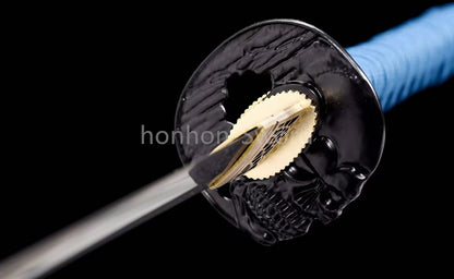 Épée de samouraï japonaise en acier plié noir, katana, lame tranchante faite à la main, noire 