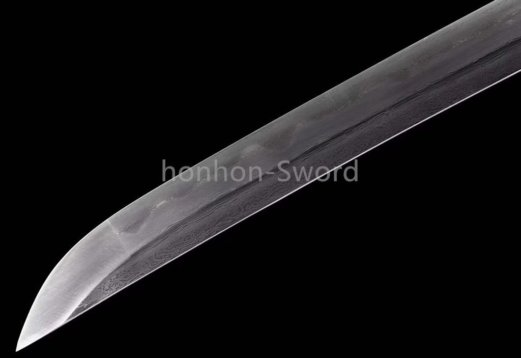 Épée de samouraï japonaise en acier plié noir, katana, lame tranchante faite à la main, noire 