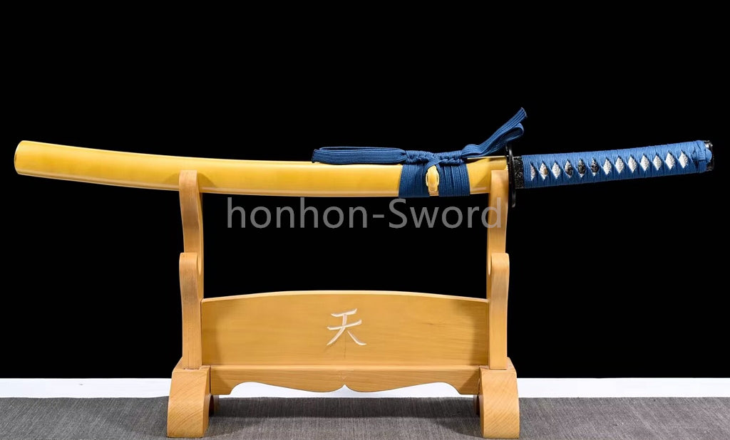 Épée de samouraï japonaise en acier plié noir, katana, lame tranchante faite à la main, noire 