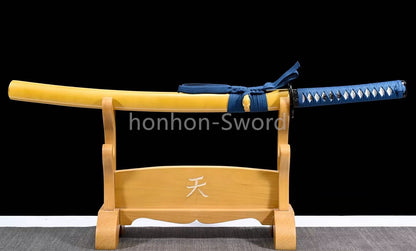 Épée de samouraï japonaise en acier plié noir, katana, lame tranchante faite à la main, noire 