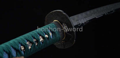 Épée de samouraï japonaise en acier plié noir, katana, lame tranchante faite à la main, noire 