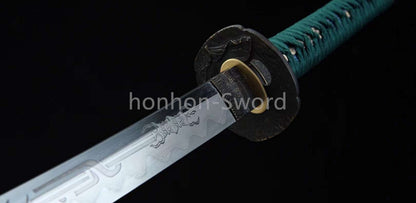Épée de samouraï japonaise en acier plié noir, katana, lame tranchante faite à la main, noire 