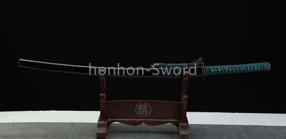 Épée de samouraï japonaise en acier plié noir, katana, lame tranchante faite à la main, noire 