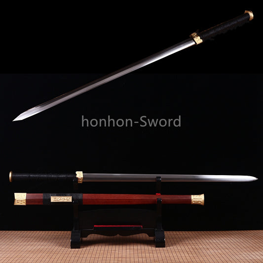 Damascus Folded Steel HanJian 汉剑 Chinese Jian Sword Sharp Brass Fittings