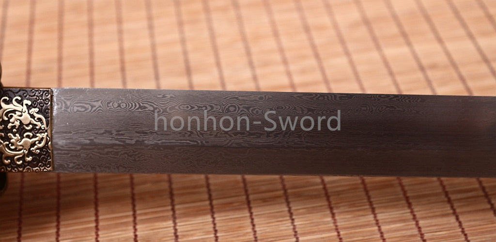Forge à la main Damas Katana en acier plié épée de samouraï japonais tranchante tout noir 