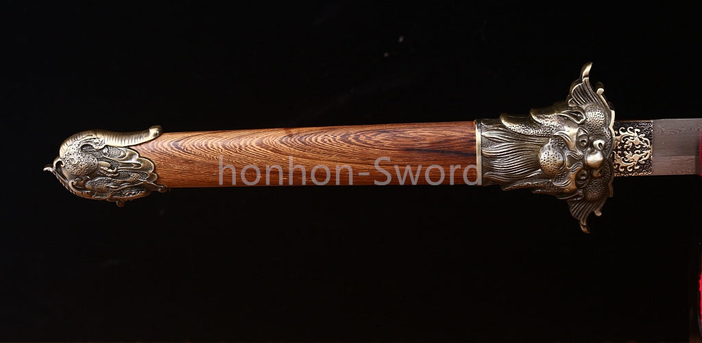 Forge à la main Damas Katana en acier plié épée de samouraï japonais tranchante tout noir 