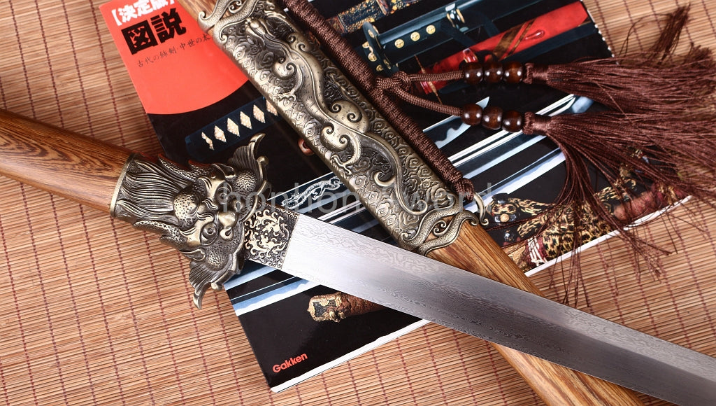 Forge à la main Damas Katana en acier plié épée de samouraï japonais tranchante tout noir 