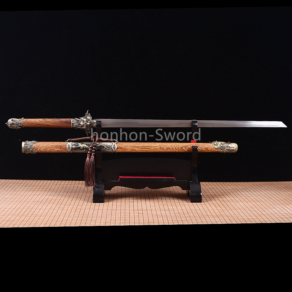 Forge à la main Damas Katana en acier plié épée de samouraï japonais tranchante tout noir 