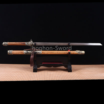 Forge à la main Damas Katana en acier plié épée de samouraï japonais tranchante tout noir 