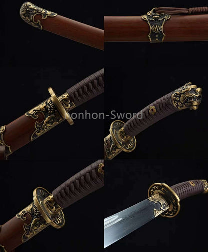 Épée de samouraï japonaise en acier plié noir, katana, lame tranchante faite à la main, noire 