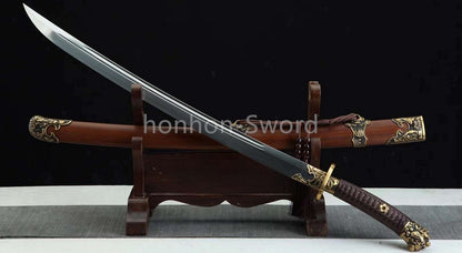 Épée de samouraï japonaise en acier plié noir, katana, lame tranchante faite à la main, noire 