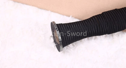 Handgeschmiedetes japanisches Samurai-Schwert Katana aus Damaszener-Faltstahl, scharf, ganz in Schwarz 