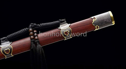 Japanisches Samurai-Schwert Katana aus schwarzem gefaltetem Stahl, Full Tang, handgefertigt, scharfe Klinge, schwarz 
