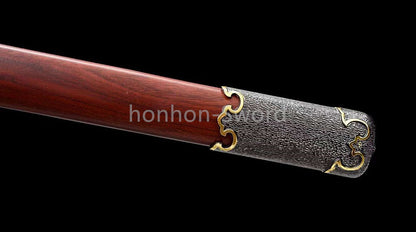 Japanisches Samurai-Schwert Katana aus schwarzem gefaltetem Stahl, Full Tang, handgefertigt, scharfe Klinge, schwarz 