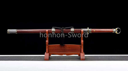 Japanisches Samurai-Schwert Katana aus schwarzem gefaltetem Stahl, Full Tang, handgefertigt, scharfe Klinge, schwarz 