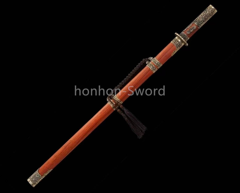 Damascus Folded Steel Tang Dynasty Dao 唐刀 Single-Handed Tang Dao Chinese Dao Sword Brass Fittings