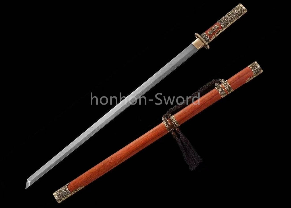 Damascus Folded Steel Tang Dynasty Dao 唐刀 Single-Handed Tang Dao Chinese Dao Sword Brass Fittings