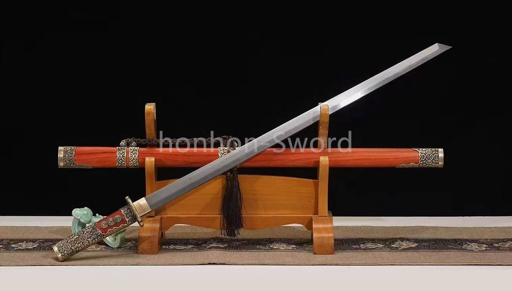 Damascus Folded Steel Tang Dynasty Dao 唐刀 Single-Handed Tang Dao Chinese Dao Sword Brass Fittings