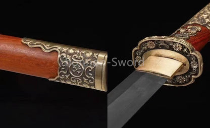 Damascus Folded Steel Tang Dynasty Dao 唐刀 Single-Handed Tang Dao Chinese Dao Sword Brass Fittings
