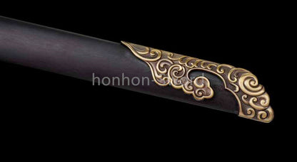Chinese Jian Damascus Folded Steel Jian Traditional 剑 Real Sword Brass Fittings Double Edge Full Tang