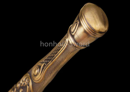 Chinese Jian Damascus Folded Steel Jian Traditional 剑 Real Sword Brass Fittings Double Edge Full Tang