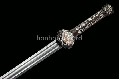 Épée de samouraï japonaise en acier plié noir, katana, lame tranchante faite à la main, noire 