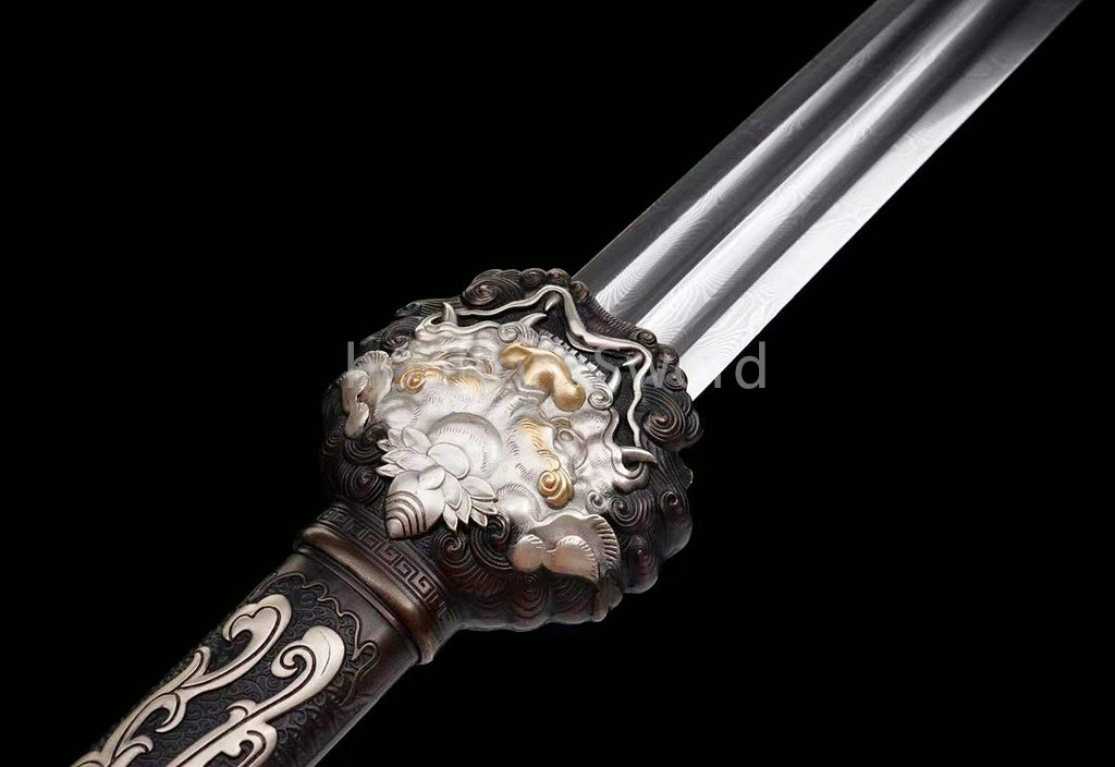 Épée de samouraï japonaise en acier plié noir, katana, lame tranchante faite à la main, noire 