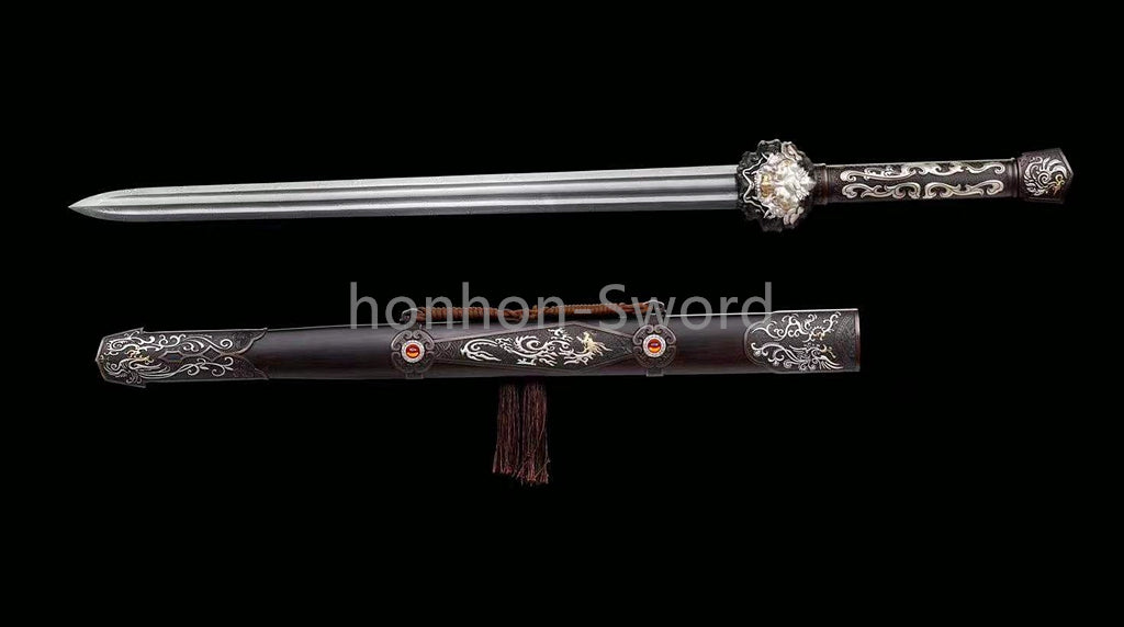 Épée de samouraï japonaise en acier plié noir, katana, lame tranchante faite à la main, noire 