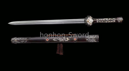 Épée de samouraï japonaise en acier plié noir, katana, lame tranchante faite à la main, noire 