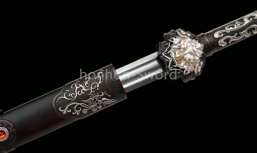 Épée de samouraï japonaise en acier plié noir, katana, lame tranchante faite à la main, noire 