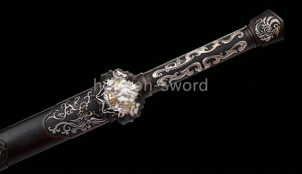 Épée de samouraï japonaise en acier plié noir, katana, lame tranchante faite à la main, noire 