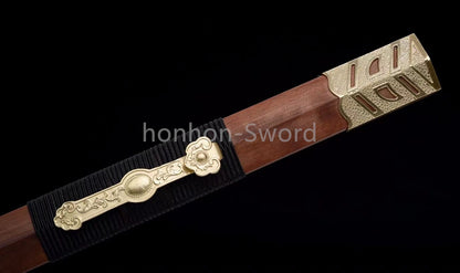 Japanisches Samurai-Schwert Katana aus schwarzem gefaltetem Stahl, Full Tang, handgefertigt, scharfe Klinge, schwarz 