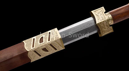 Japanisches Samurai-Schwert Katana aus schwarzem gefaltetem Stahl, Full Tang, handgefertigt, scharfe Klinge, schwarz 