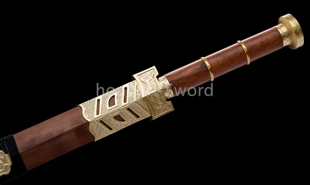 Japanisches Samurai-Schwert Katana aus schwarzem gefaltetem Stahl, Full Tang, handgefertigt, scharfe Klinge, schwarz 